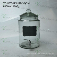 Blackboard Clear Machine Made Large Grande boisson Juice Glass Storage Jars with Tap Metal Base